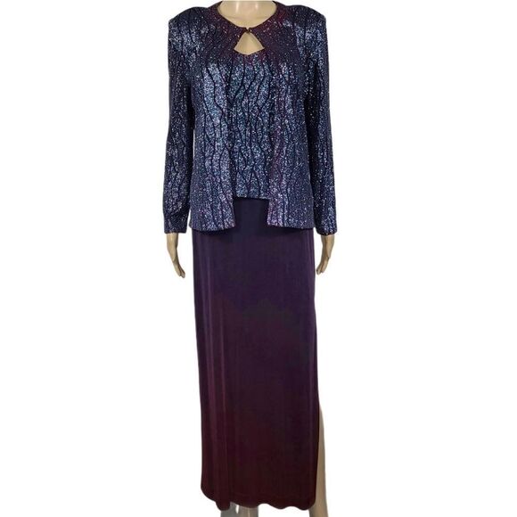 Alex Ombre Shimmering Evening Gown With Jacket - Picture 2 of 11